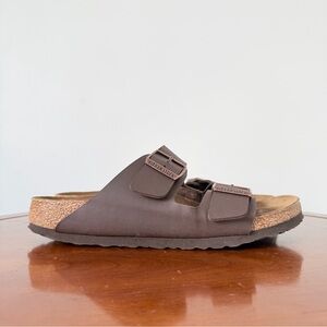 Birkenstock Arizona Birko-Flor Brown Leather Slide Sandals | EU 41